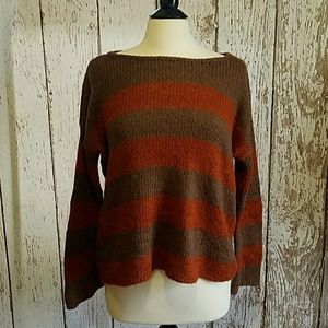 Wooden Ships striped knit sweater orange and brown